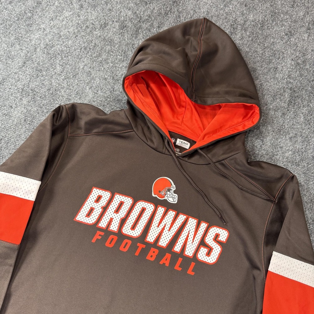 Cleveland Browns Hoodie Mens Large Brown NFL Football Pullover Team Apparel Logo